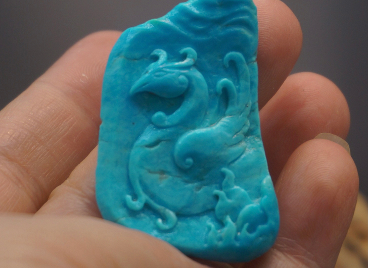 古纹 凤凰  绿松石 吊坠