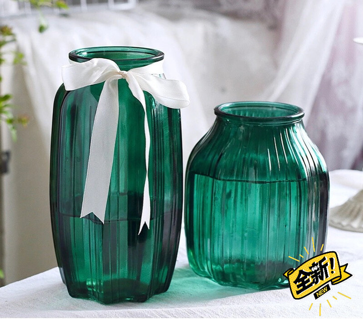 全新 花瓶玻璃花瓶套装 客厅摆件插花透明大...