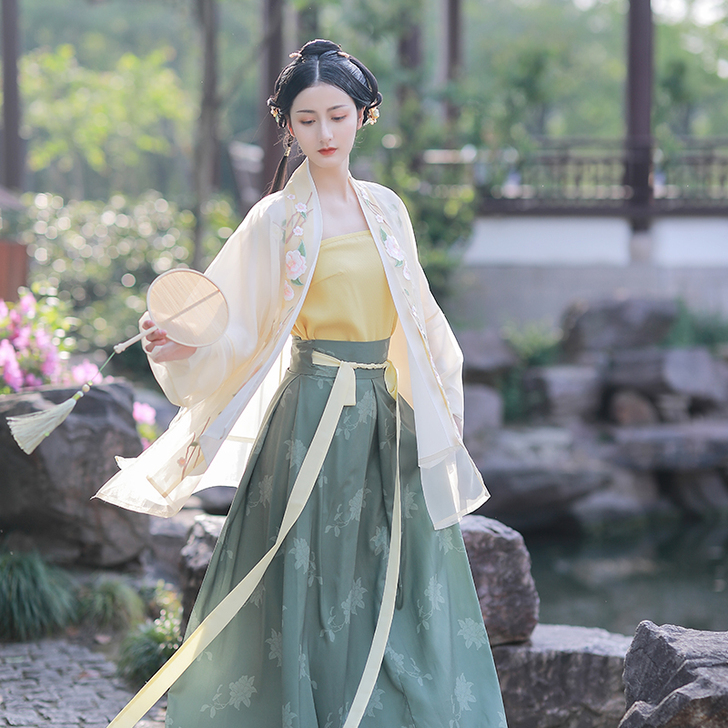 池夏 镜花缘:玉茗宋制吊带飞机袖短衫四破三...