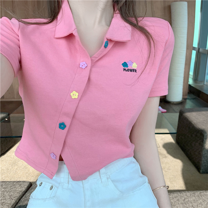 夏装2021新款高腰短款上衣女设计感小众露...