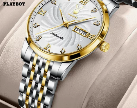PLAYBOY全自动机械精钢防水日历手表男...