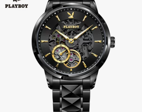 PLAYBOY 全自动机械表精钢防水男士手...