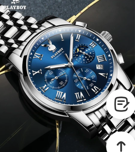 【花花公子】石英机芯防水多功能情侣手表 低...