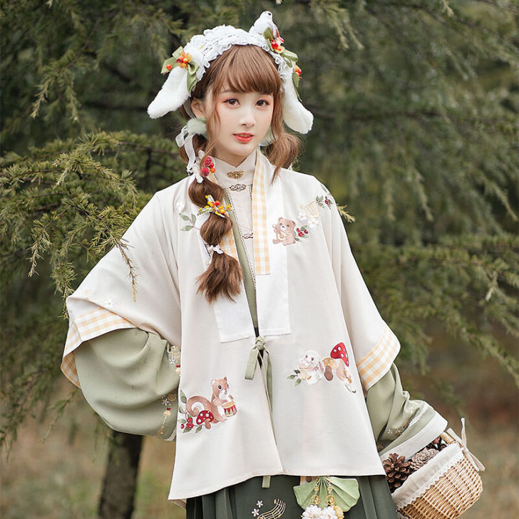 池夏 春之森:森奏会 立领短衫半袖短衫短百...