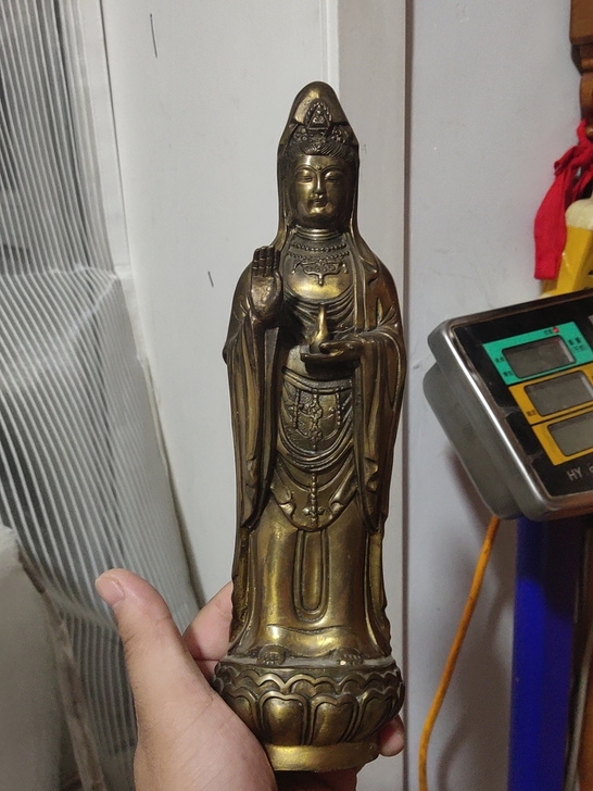 老铜佛像，高25.5厘米，重1.8斤，品相...