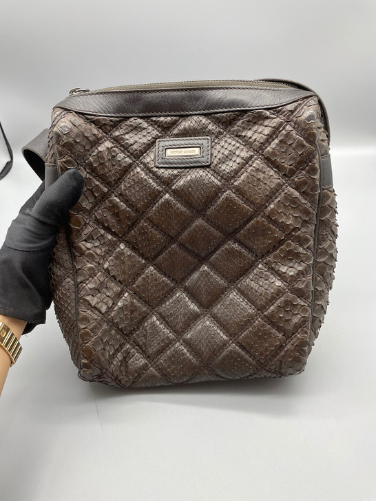 阿玛尼蛇皮棕色单肩包，尺寸20##amp；...