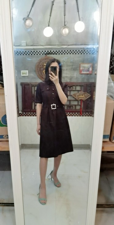 TORY BURCH正品重磅真丝连衣裙2码