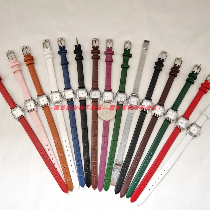 老上海库存全新钻石手表复古超小迷你银色方形...