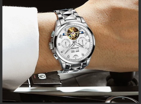 瑞士欧品客品牌名表正品镂空陀飞轮手表男士全...