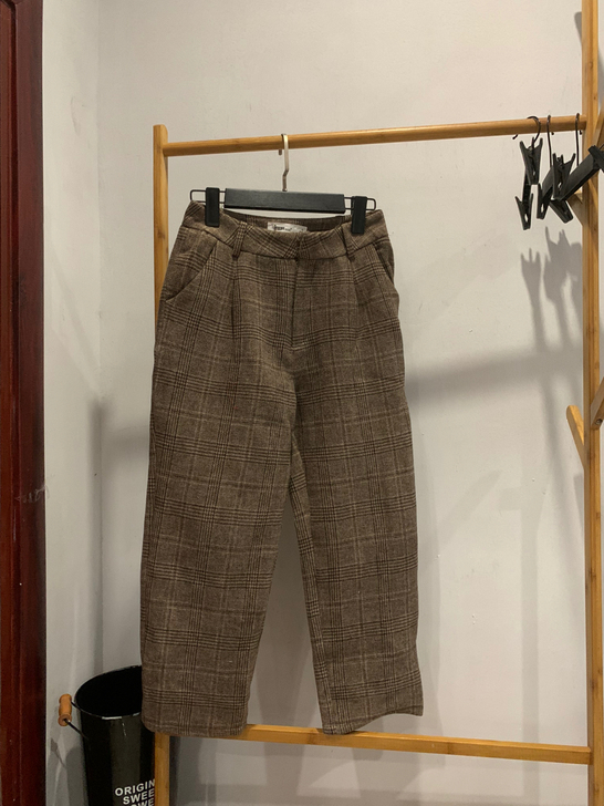 ief爱依服秋冬格纹毛呢裤