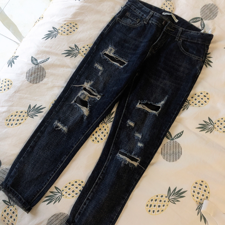 秋冬牛仔裤新款韩版显瘦直筒休闲可挽裤脚9....