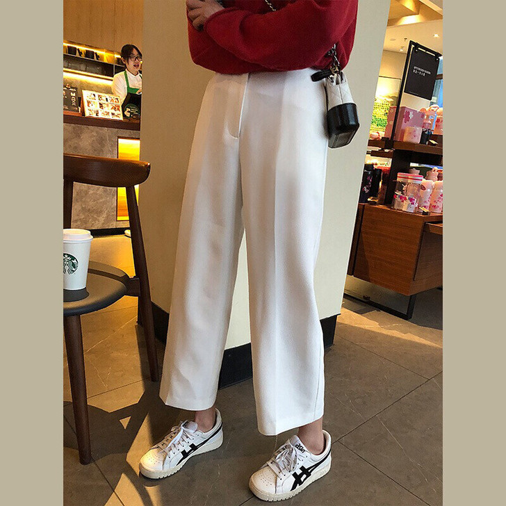 丢丢家白色九分裤子长裤西装裤