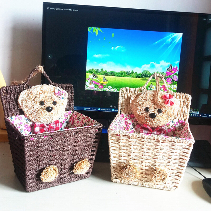 全新 手工编织收纳盒，2个颜色，可以挂起来...