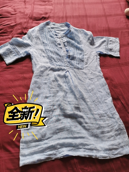 外贸店入的蕾丝亚麻连衣裙!自己长胖,穿不了...