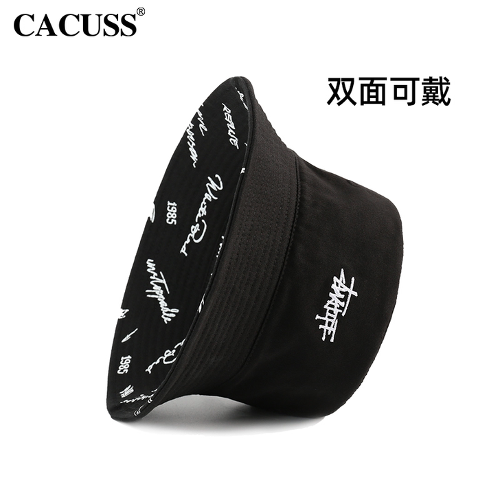 CACUSS渔夫帽女双面戴夏季百搭新款防晒...