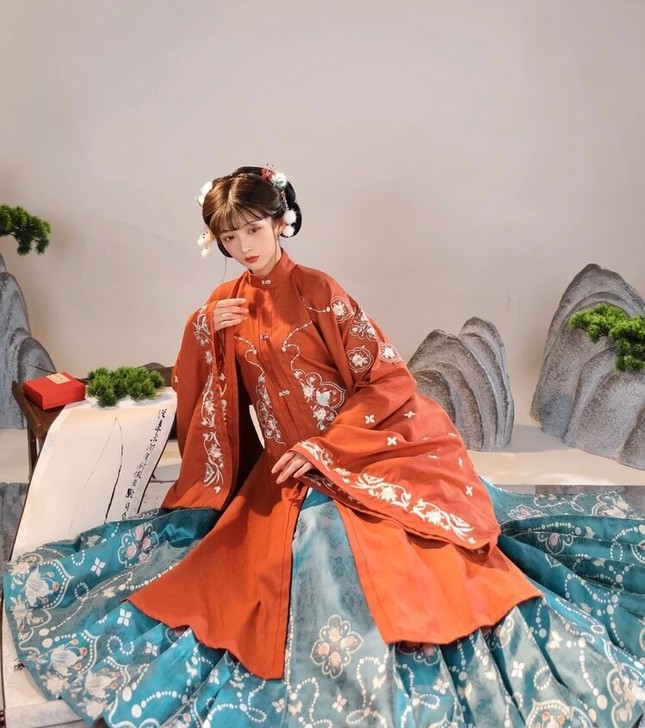 汉服女明制对襟长衫立领传统广袖中国风春夏