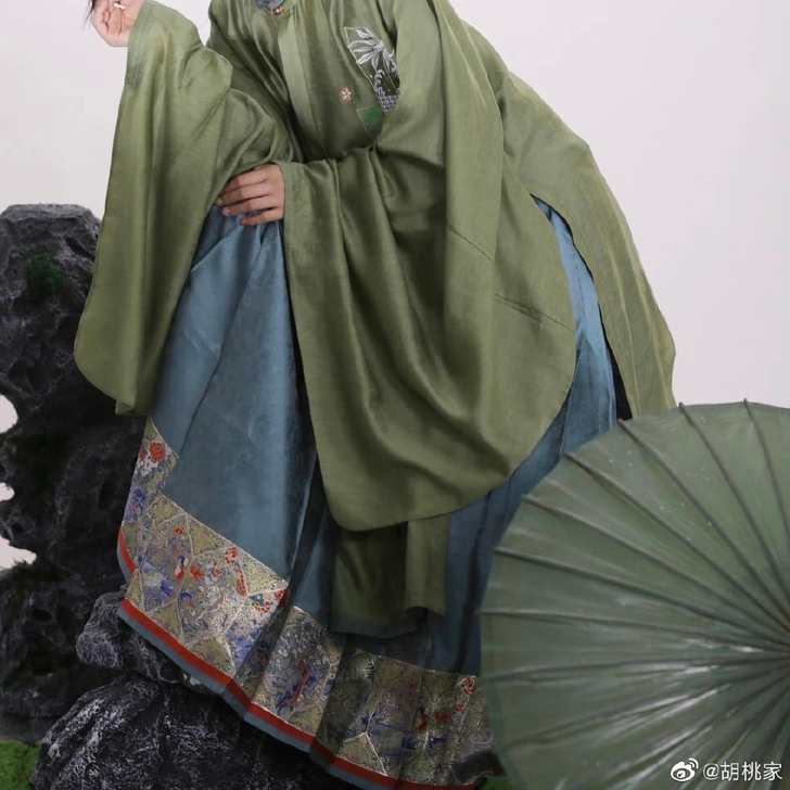 随缘出 胡桃家汉服 M号绿色长衫170鸭青...