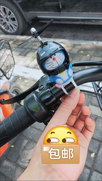 哆啦A梦带竹蜻蜓头 自行车铃铛电动车