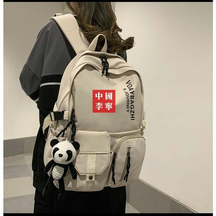 国潮双肩包男大容量高中初中学生书包女大学生...