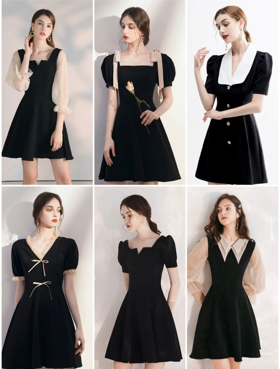 厂家换季清仓【黑色系显瘦】夏季赫本风小黑裙...