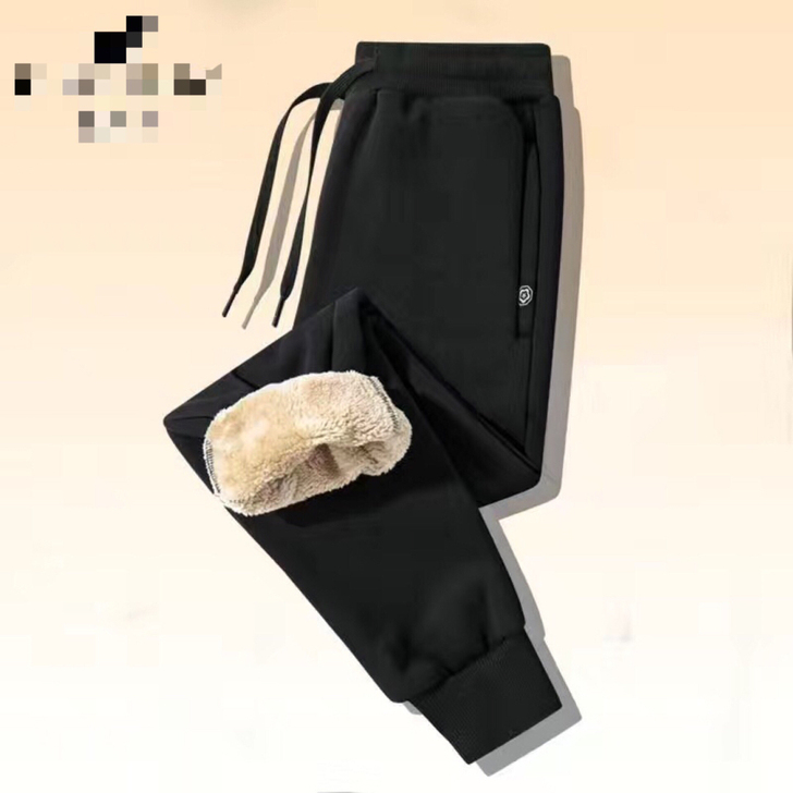 纯棉冬季运动裤子男加绒加厚保暖束脚卫裤羊羔...