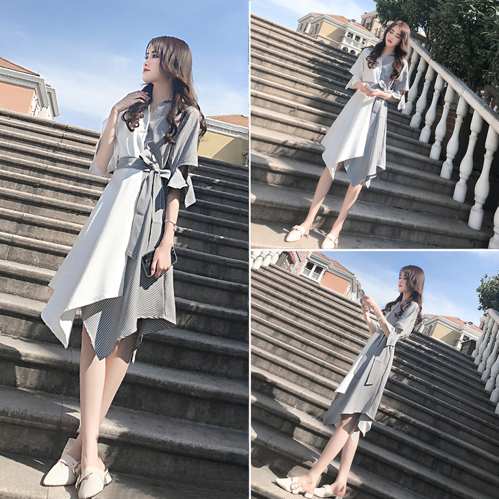 2020新款连衣裙夏五分袖长裙很仙的法国小...