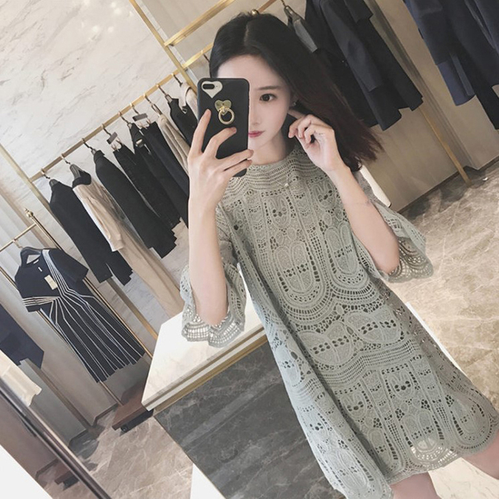 2018春夏季新款韩版女人味小香风蕾丝连衣...