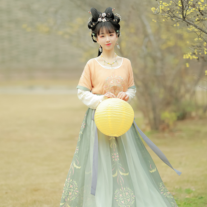 素羽华裳原创芷兮坦领汉服女半臂敦煌风复原齐...