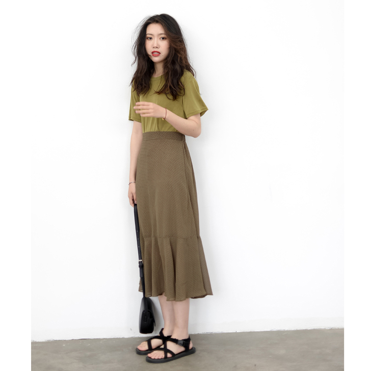 KNgs 春夏复古高腰碎花显瘦雪纺鱼尾裙a...