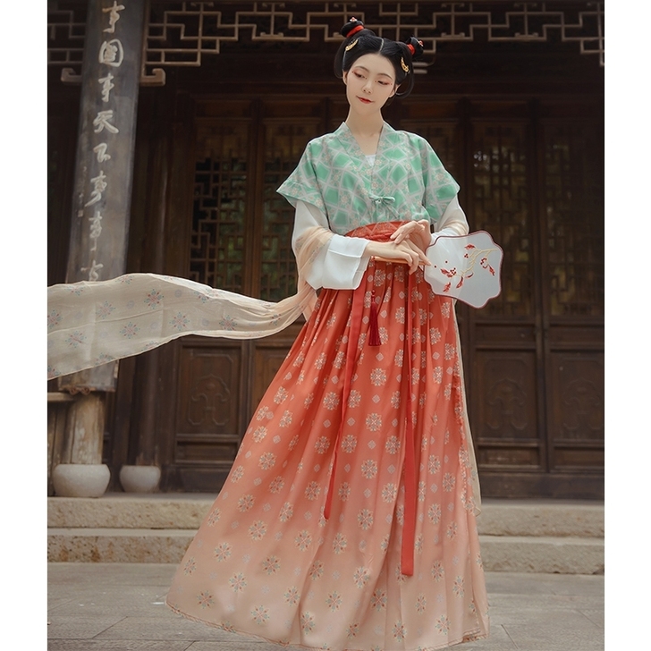 大白菜汉服女唐制唐背子全套中国风齐腰襦裙唐...