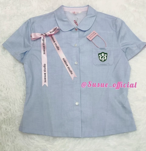 出 青园女子中学水蓝色衬衫 103码 穿一...