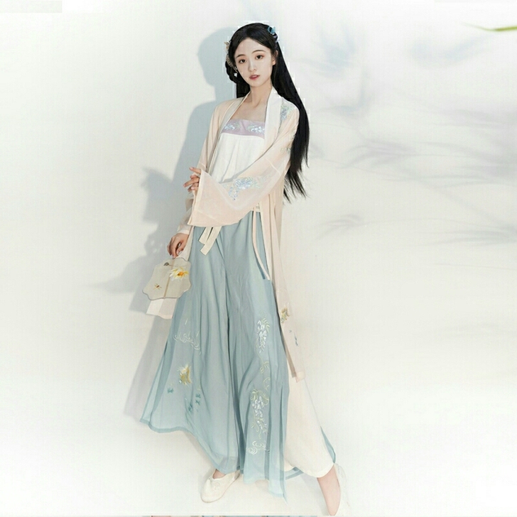【流烟昔泠-初晴】原创绣花褙子宋抹吊带改良...