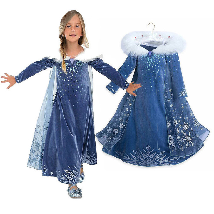 万圣节派对长袖COS服装冰雪奇缘新款艾莎安...