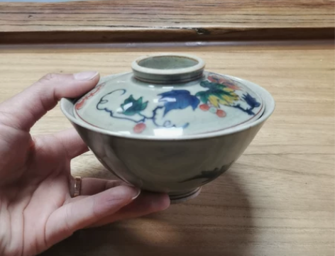 日本老青花盖碗一只，孤品，市场上很难见到一...