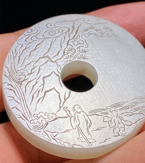 清 和田玉籽料 白玉 深山访友 三松云阁 ...