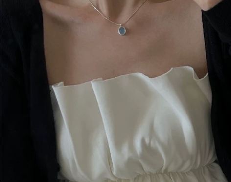 小红书爆款，海蓝宝925纯银项链 长度40...