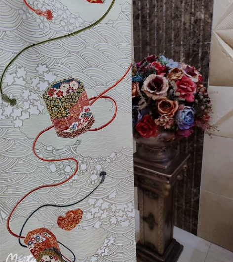 正绢书香气灰蓝色龟甲唐花旗袍布料 正绢A1...