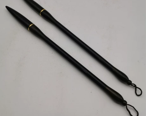 古玩铜器收藏，实木狼毫提斗毛笔，带金边，翰...