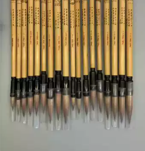 古董毛笔，老式手工雕刻毛笔，十八罗汉人物雕...