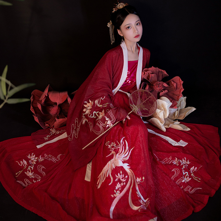 艺缕雏凤原创汉服女齐腰对襟襦裙传统大袖衫重...