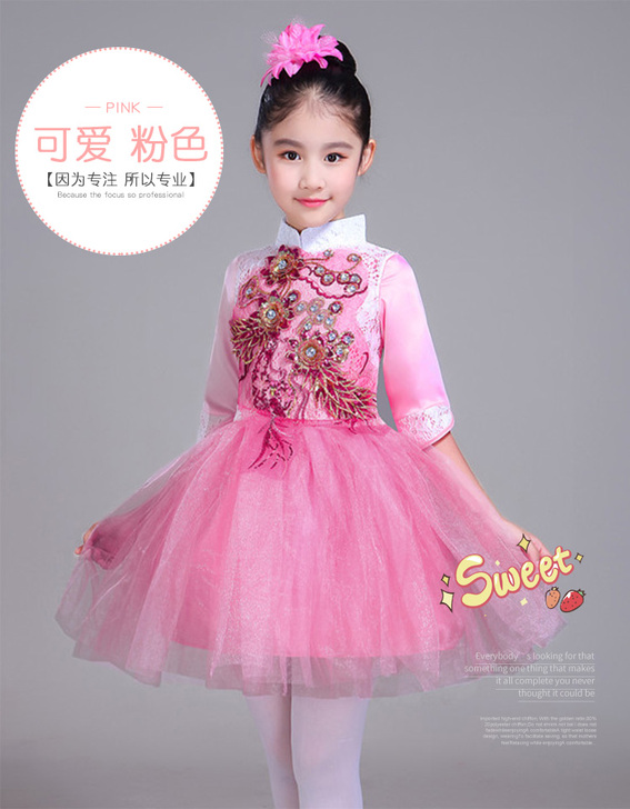 儿童公主裙演出服女童蓬蓬纱裙幼儿园女孩跳舞...