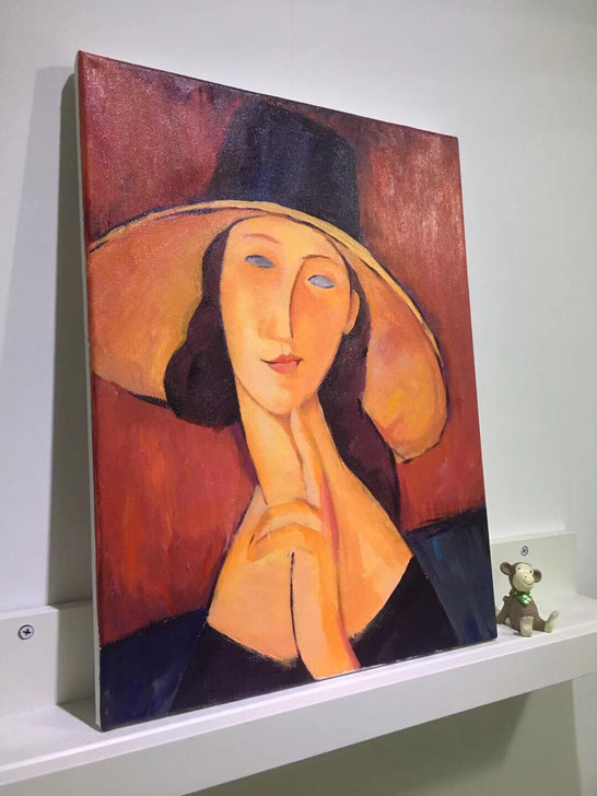 纯手绘油画作品莫迪里阿尼包邮大学时期临摹的...