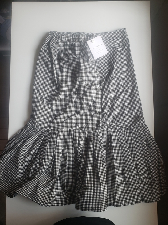 全新 花栗鼠小姐 半身鱼尾裙 黑白细格M-...