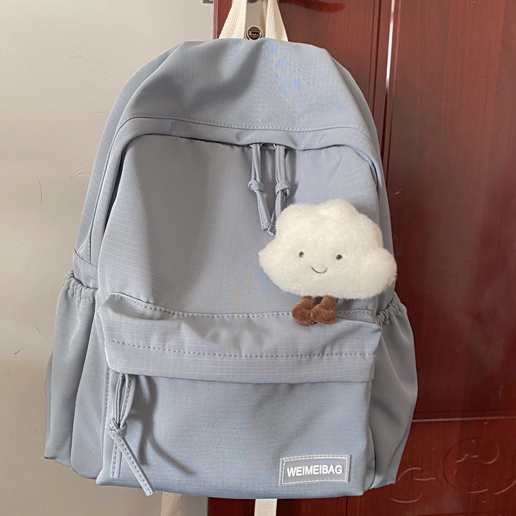 网红书包女学生韩版女初中高中大学纯色背包百...