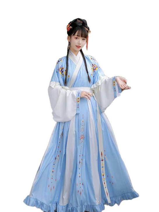 艺缕原创芙蕖汉服女秋冬襦裙重工刺绣齐腰破裙...