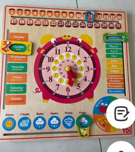 TOI日历时钟拼图板，英语早教认知益智，9...