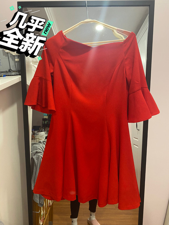 商场买的红裙子。结婚回门穿过一次闲置了。