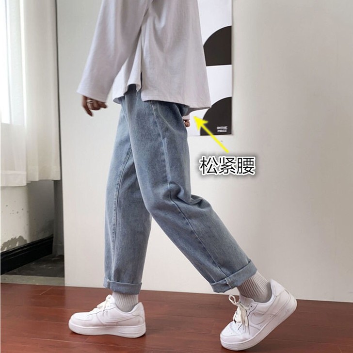 牛仔裤男士韩版潮流休闲宽松百搭直筒学生春夏...