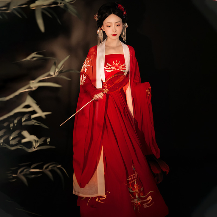 红妆迎月 墨子研 汉服女齐腰襦裙广袖大袖衫...