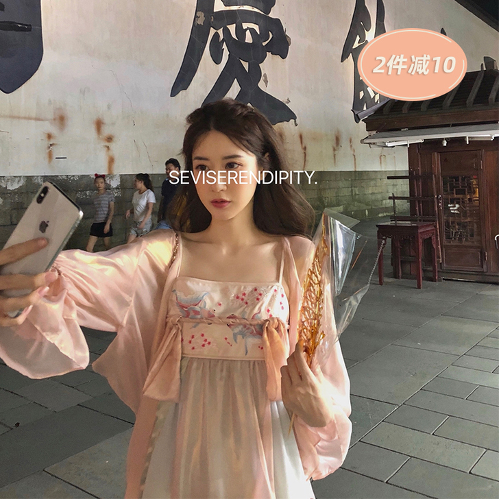 汉服改良版连衣裙女广袖流仙裙仙气飘飘超仙汉...